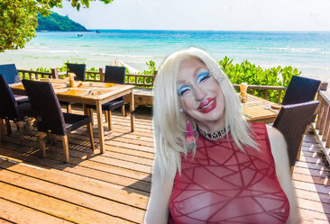 Pic of Beautiful Transgender Girl Modeling Beach with RESHA
